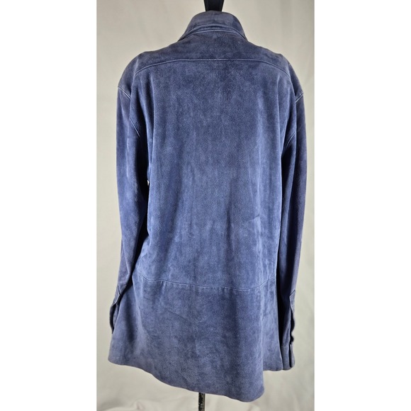 VTG Juliana Collezione Suede Button Down Shirt Women's Size 12 Blue Long Sleeve - Picture 11 of 12